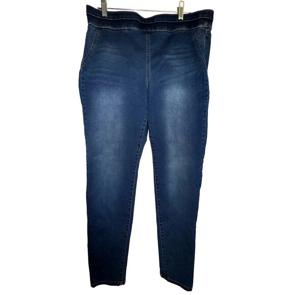 Ny & Co High Waist Pull-On Denim Jeggings By Soho Jeans Large Blend Blue Stretch - Picture 1 of 8
